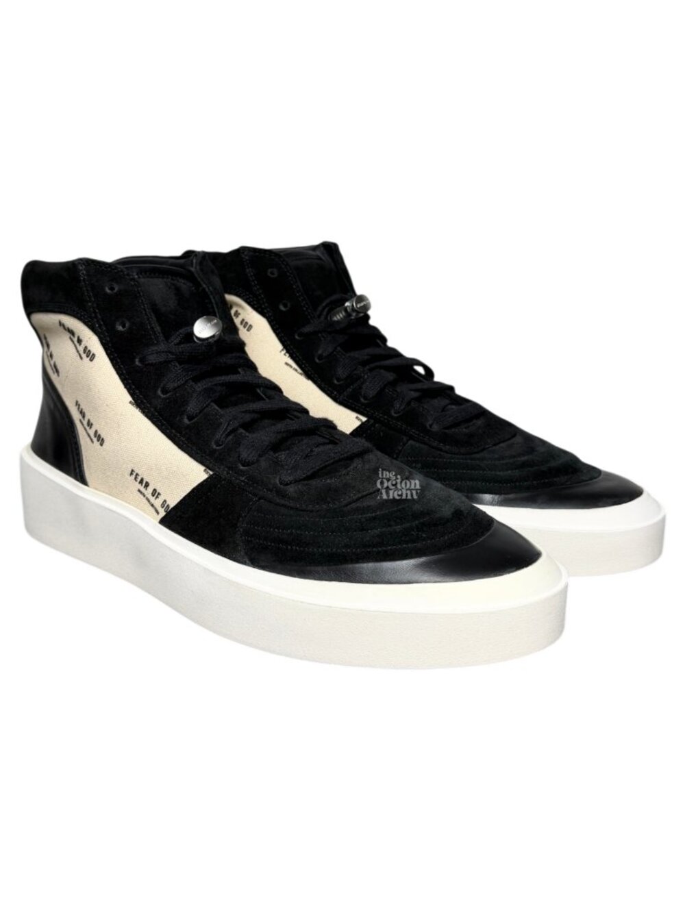 Size 45 Fear of God Strapless Skate Mid 'FOG Print - Black Cream' Pre-Owned